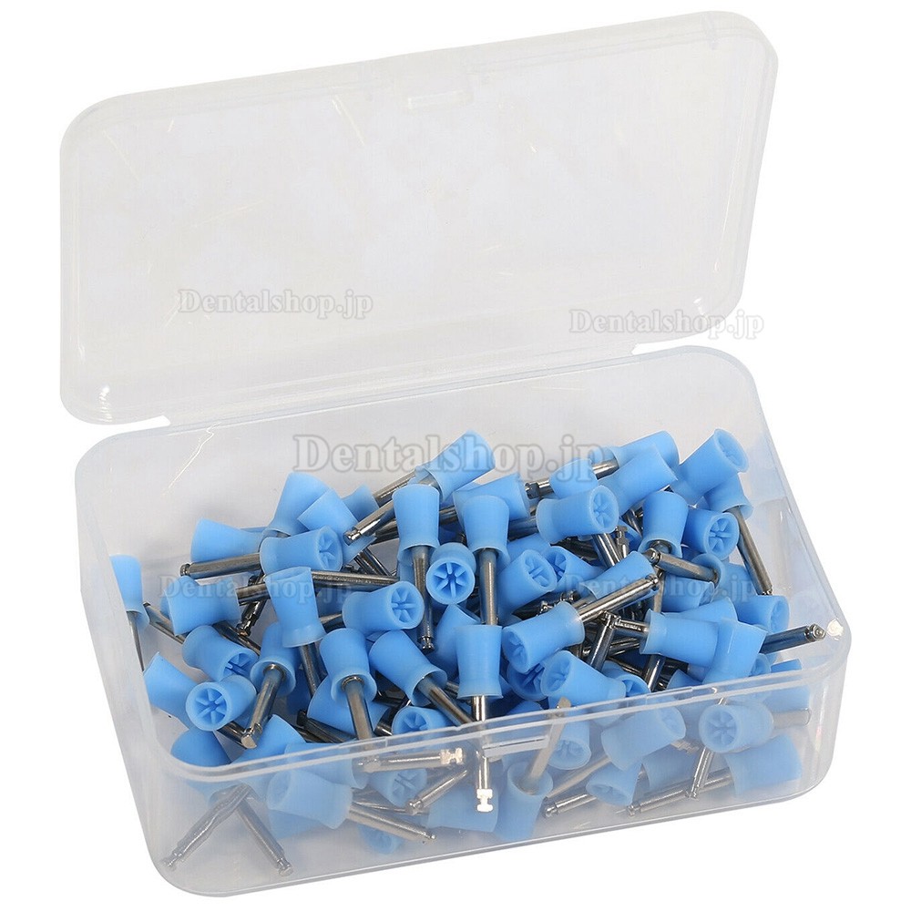 100pcs Dental Firm Prophy Cup Rubber Polish Brush Blue Polishing Head